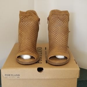 Portland Boot Co. Emma Perforated Peep-Toe Booties